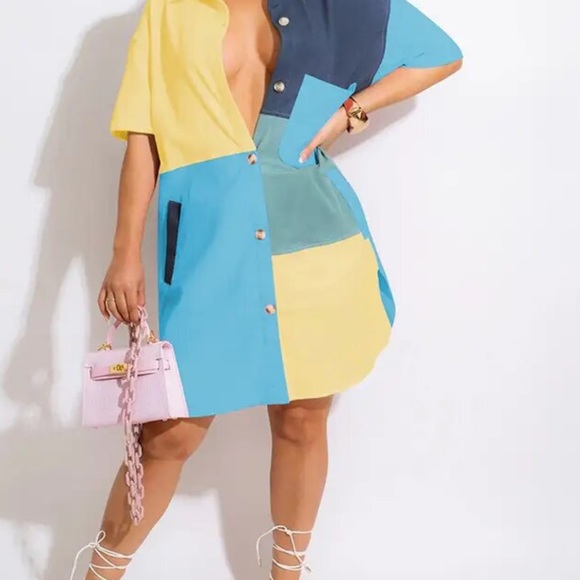 blue and yellow color block dress Sheath Colorblock Dress | Sheath Dress